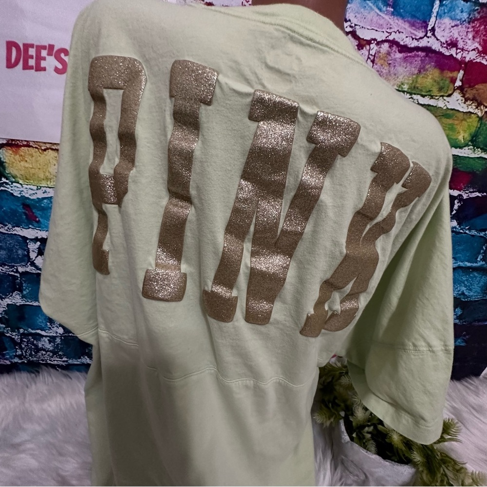 PINK VS XXL DROP SHOULDER GLITTERY LOGO